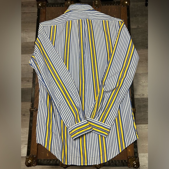 Ralph Lauren blue, white, yellow Custom Fit men’s button down shirt size M - Picture 4 of 4